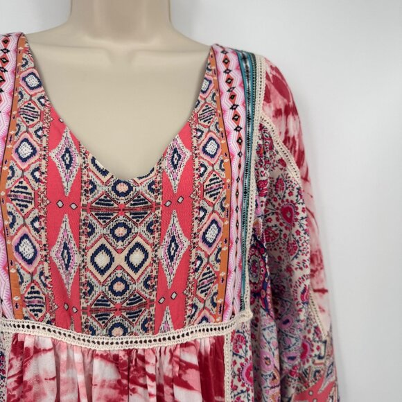 Sundance Everyday Dream Patchwor k Boho Long Sleeve Oversized Short Dress Woman' - Picture 2 of 12